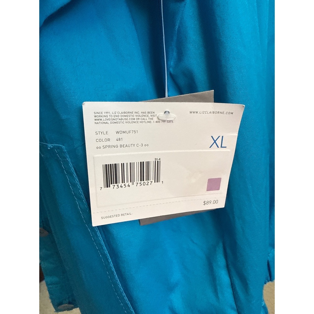 Liz Claiborne Womens Turquoise Blue 100% Cotton Button Front Jacket XL NWT - Picture 3 of 6